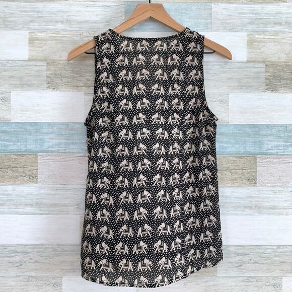 41Hawthorn Elephant Tank Top Blouse Black Beige V Neck StitchFix Womens Small - Picture 5 of 8
